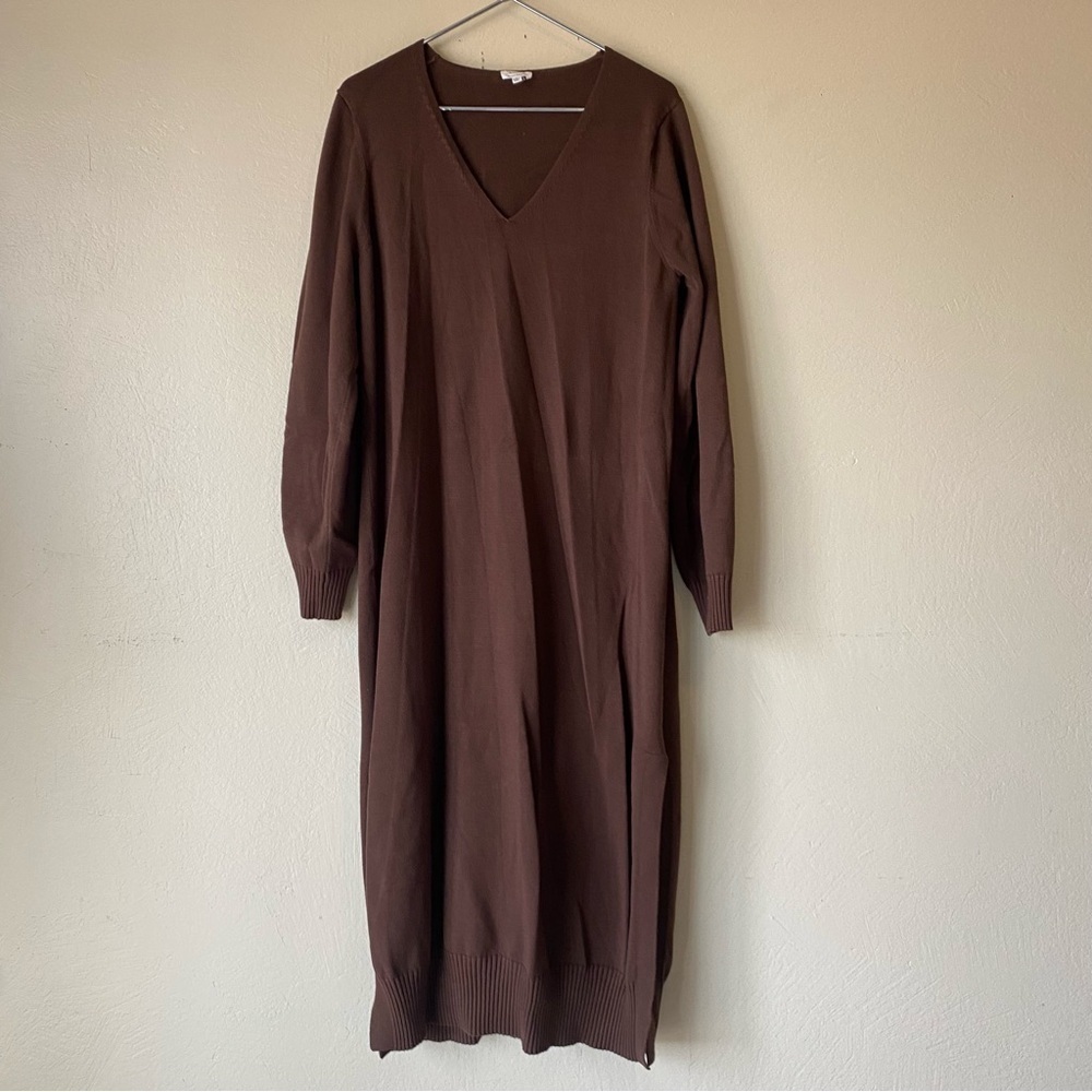 Brown sweater dress maxi slit sides long sleeve
Splendid x @cellajaneblog large